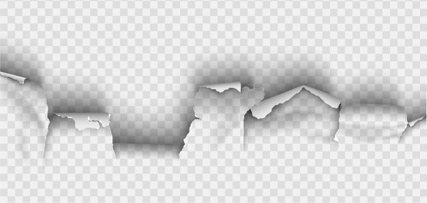 在透明背景上撕破的纸上撕开的洞图片下载