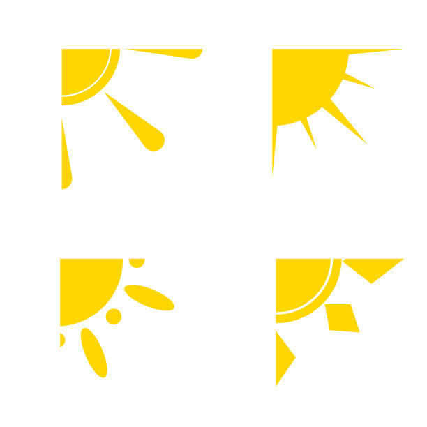 太阳平卡通图标集。图片下载