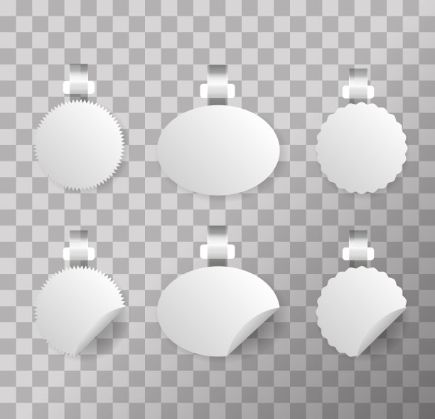 摇摆模型集。墙上挂着空白的价格标签。白色空白广告摆动孤立在透明的背景。促销概念，超市价签。图片下载