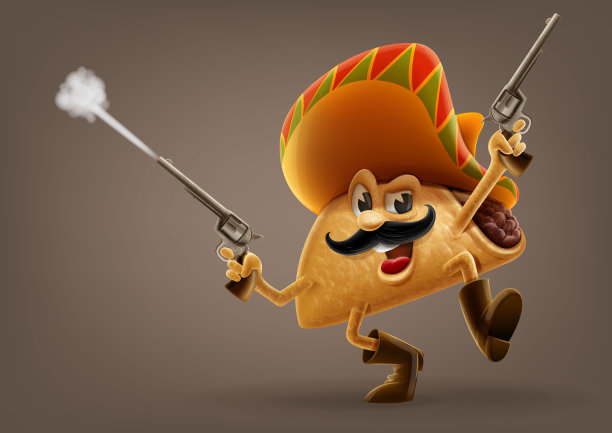 卡通墨西哥玉米卷枪手角色图片下载