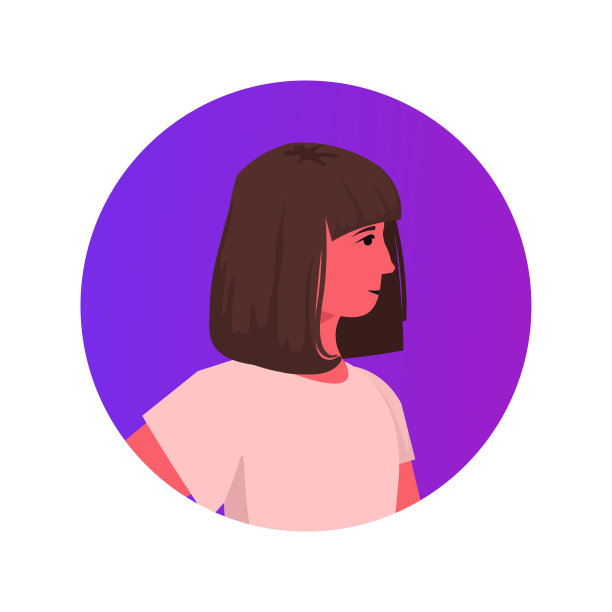 漂亮的棕色头发的女孩脸阿凡达可爱的孩子女性卡通人物肖像图片下载