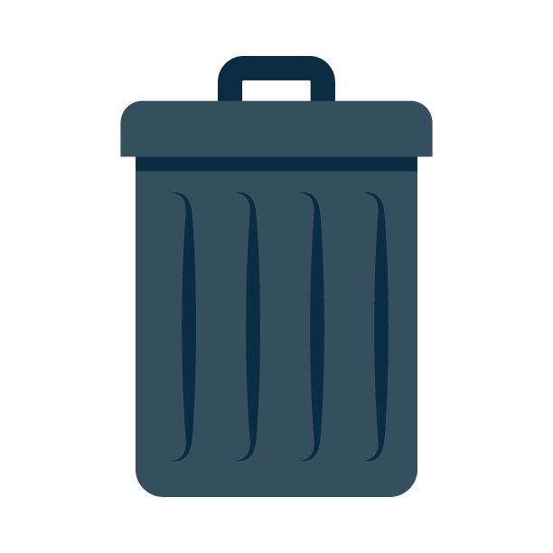 金属垃圾桶矢量平面图标设计概念，管家用品泡沫Sud背景，删除标志图片下载