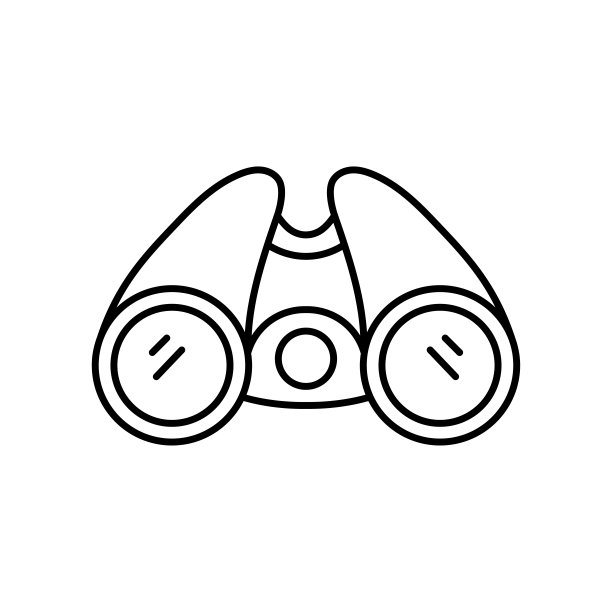 双筒望远镜露营探险图标矢量插画图片下载