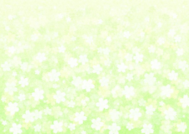 新鲜的绿色植物和漂亮的花在日本纸上的插图图片下载