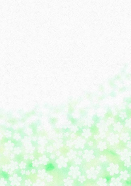 新鲜的绿色植物和漂亮的花在日本纸上的插图图片下载