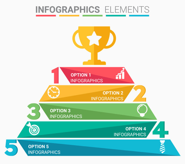 INFOGRAPHICS元素抽象设计的数字前五列表模板图片下载