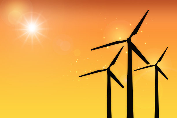 风力发电清洁能源的底色为橙色图片下载