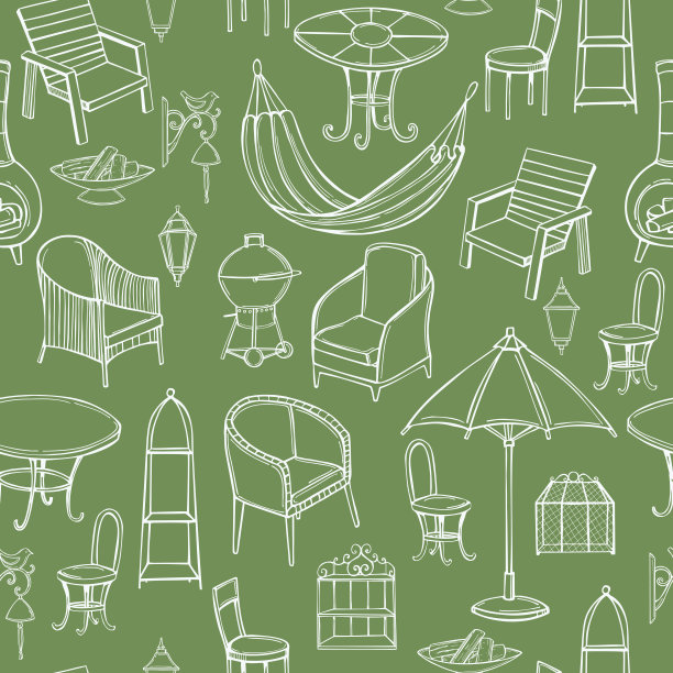 花园家具。矢量模式。图片下载