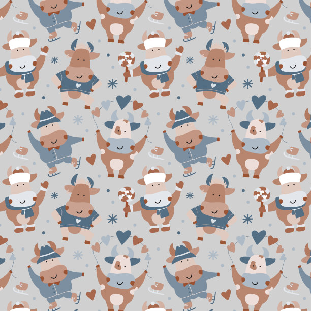 矢量插图的主题新年。 公牛图片与节日细节。图片下载