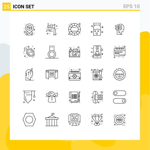 象形图设25条简单线条框图片下载