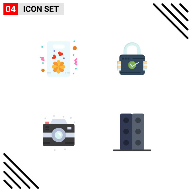 设置4个现代的UI图标符号标志的花图片下载
