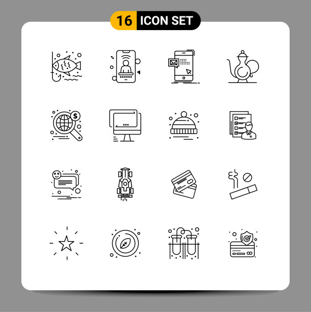 16个创意图标的现代标志和符号图片下载