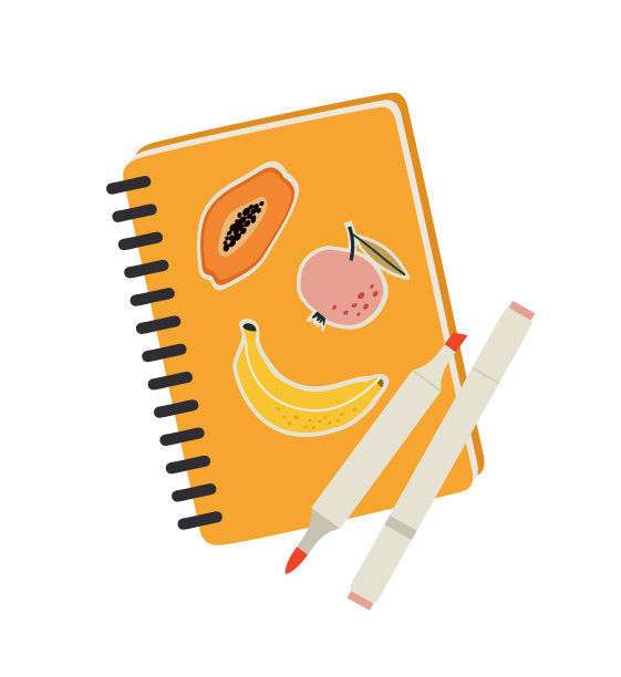 带标记的素描本矢量插图，孤立在白色背景上。图片下载