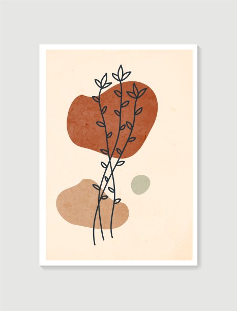 色彩柔和的当代艺术海报。植物墙艺术载体。简约自然的墙壁艺术。植物艺术设计版画、墙纸、封面。现代向量插图。图片下载