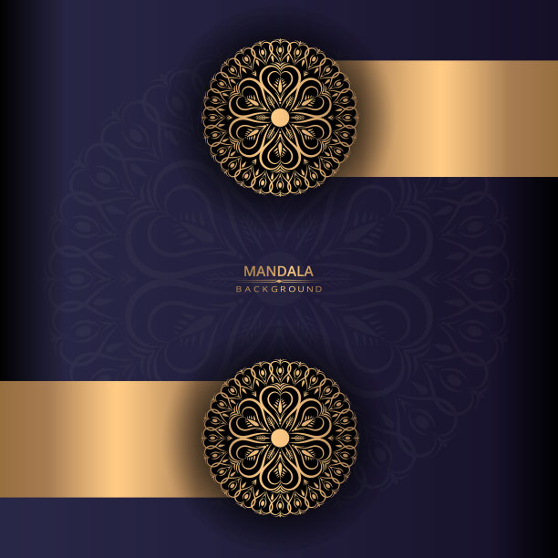 豪华金色曼荼罗背景设计模板，阿拉伯风格曼荼罗设计图片下载