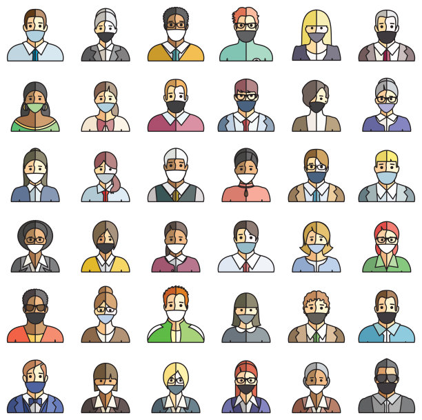 矢量图标的人在防护口罩。图片下载