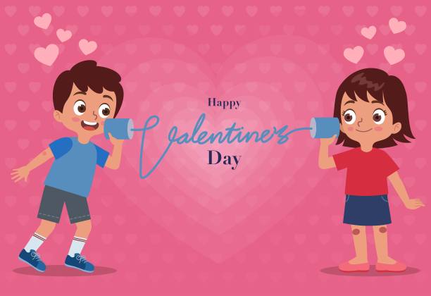 情人节这天，一名男孩用绳子电话向他的女友传递爱意图片下载