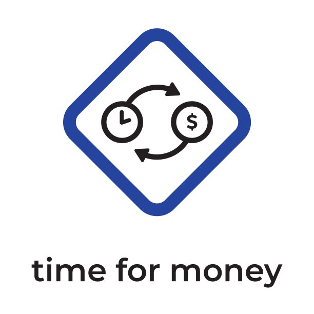 时钟,美元的图标。简单的线条，轮廓矢量元素的时间管理ui和ux，网站或移动应用程序。换钱换时间。图片下载