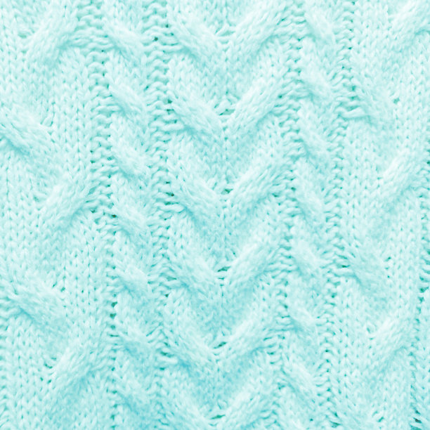 蓝绿色针织纹理图案。广场背景。图片下载