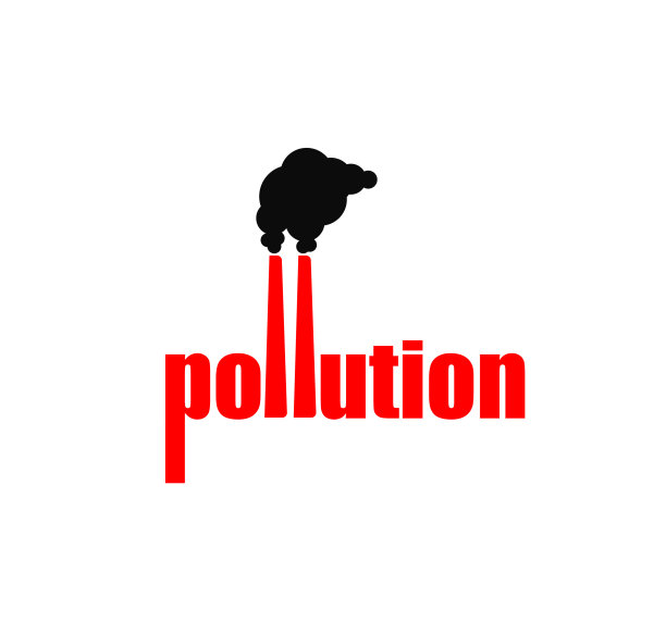 污染标志矢量插图，工厂空气污染标志孤立在白色背景图片下载