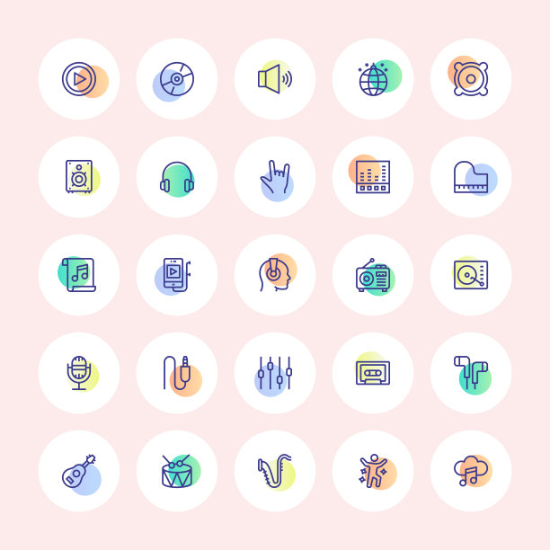 音乐和乐器细线图标图片下载