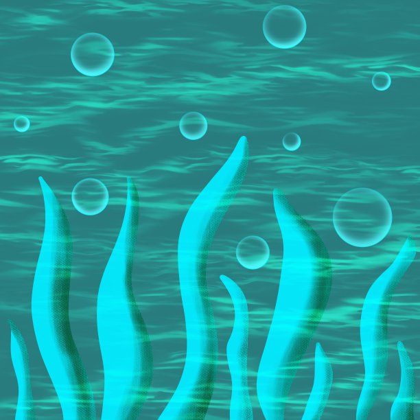 海洋中的海洋植物。极简水生景观插图图片下载