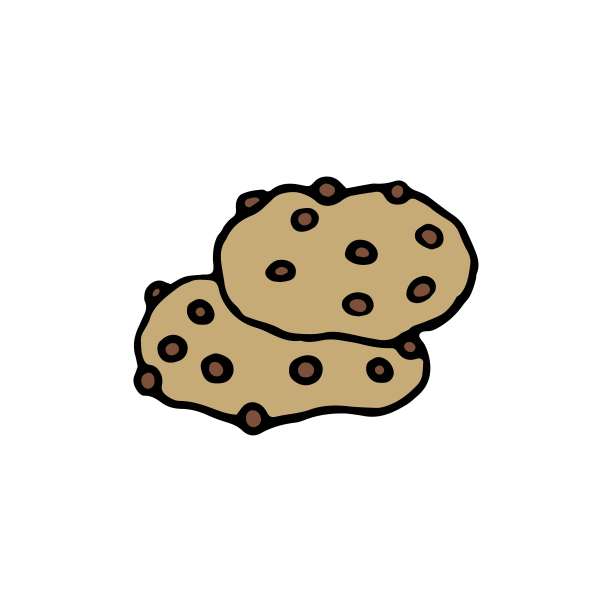 手工绘制的巧克力碎片饼干孤立在白色背景上。在白色背景上手绘的饼干。被咬，碎，饼干屑。涂鸦风格的饼干在一个孤立的白色背景。图片下载