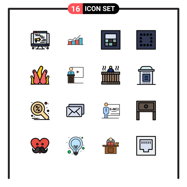 设置16个现代UI图标符号标志图片下载