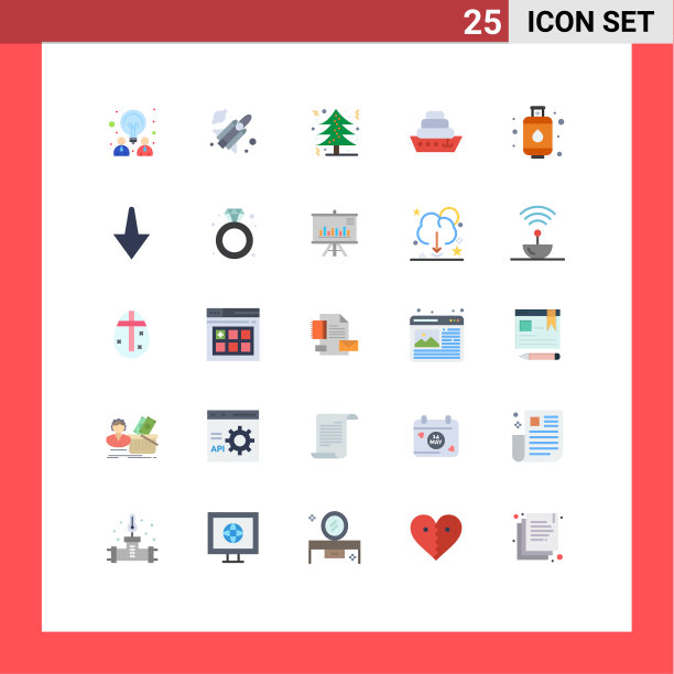 将25个单色标志和符号组合在一起图片下载