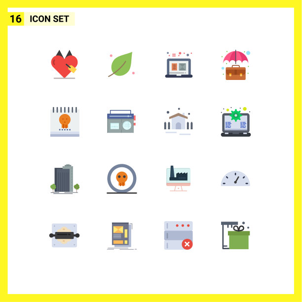 可编辑线包16个简单的平面颜色图片下载