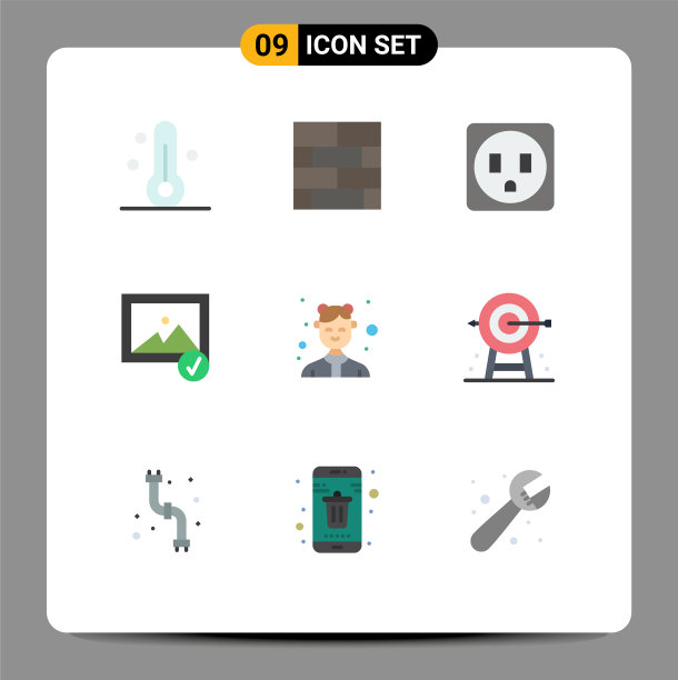 9组平色标志和符号用于工作图片下载