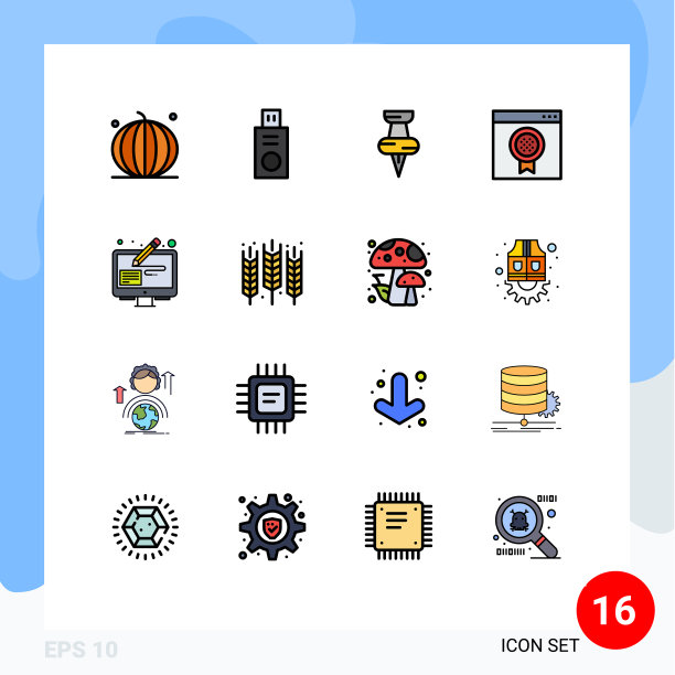 16主题平色填充线条和可编辑图片下载