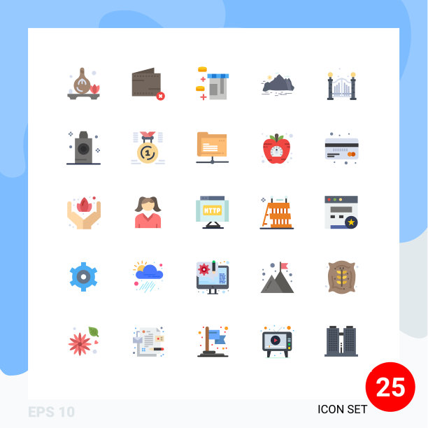 可编辑线包25个简单的平面颜色图片下载