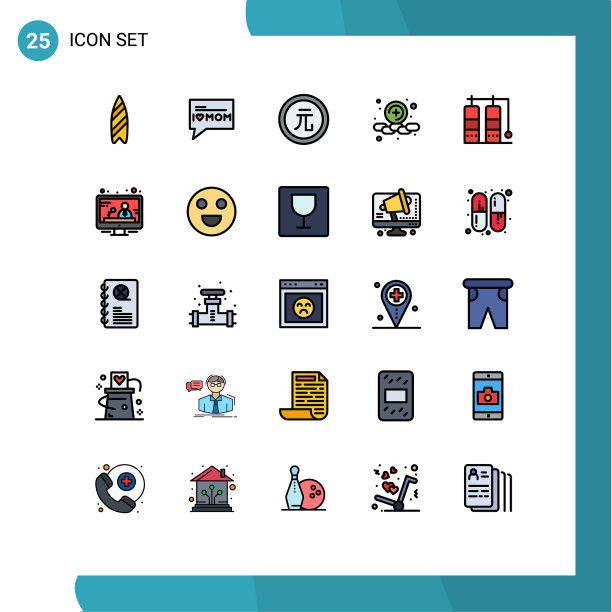 象形文字设置25条简单填充线平图片下载