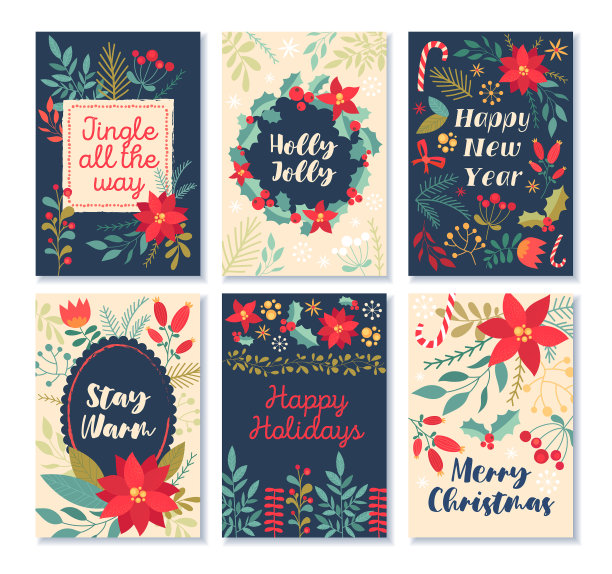 设置六个圣诞图案和问候图片下载