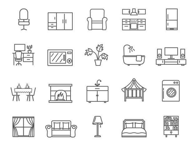 黑白图标家居家具图片下载