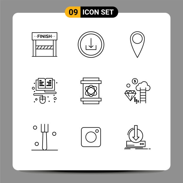 在网格上设置9个轮廓为太空危险吉他图片下载