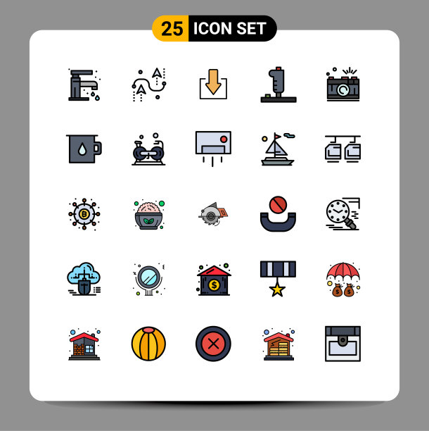 用户界面包25基本填充线平图片下载