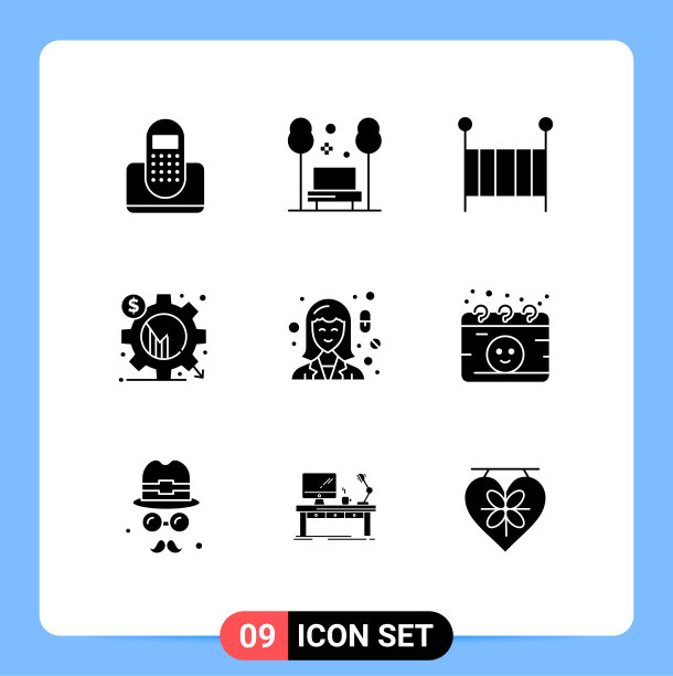 组9现代固体象形文字设置为齿轮图片下载