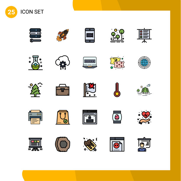 25主题填充线平面颜色和可编辑图片下载