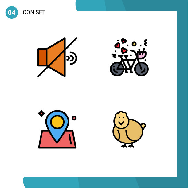 设置4个现代的UI图标符号为静音图片下载