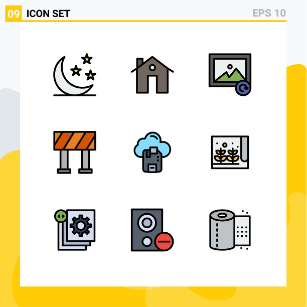 可编辑的线包9简单填充线平图片下载