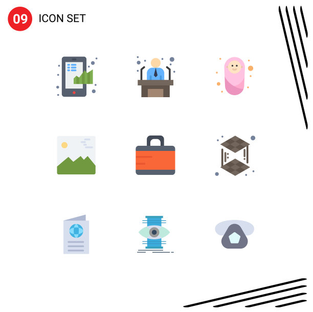 移动界面平面颜色设置9个象形图图片下载