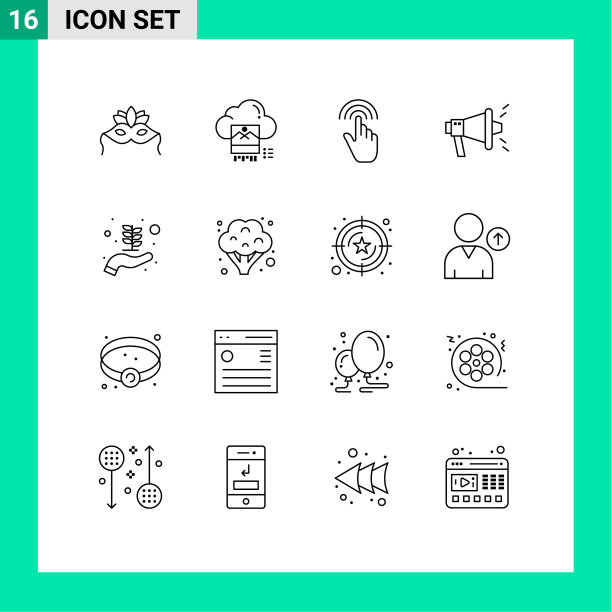 可编辑的行包16个简单的轮廓图片下载