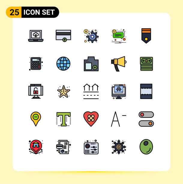 用户界面包25基本填充线平图片下载