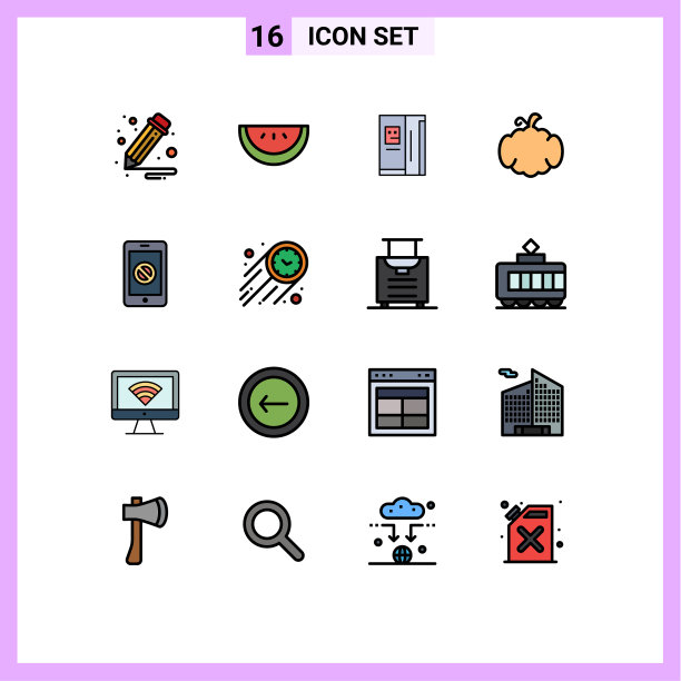 象形图设置16个简单的平色填充图片下载