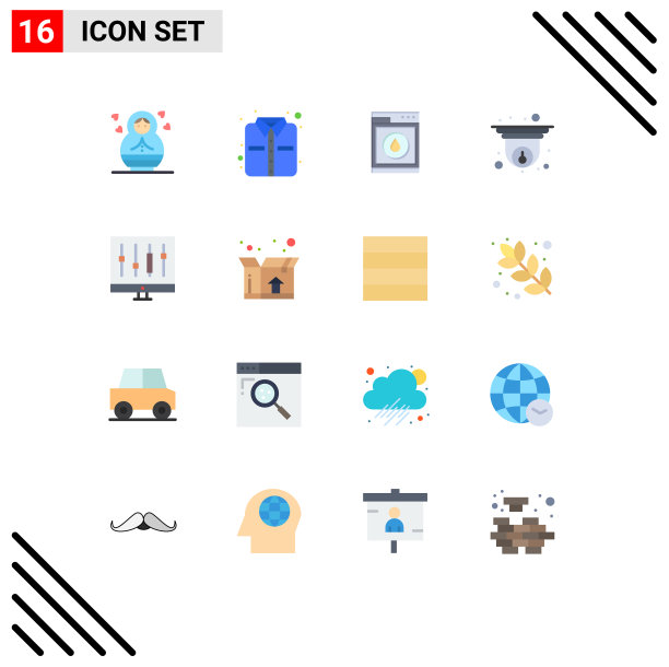 移动界面平面颜色设置16个象形图图片下载