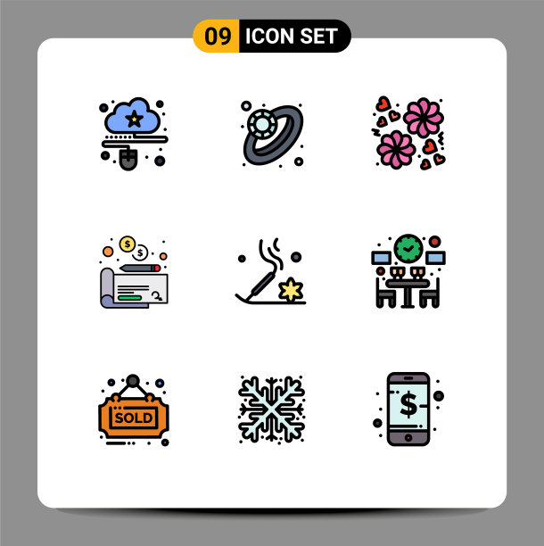 9主题填充线平色和可编辑图片下载