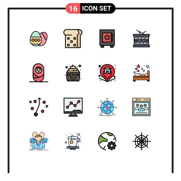 16个通用平色填充线标志符号图片下载