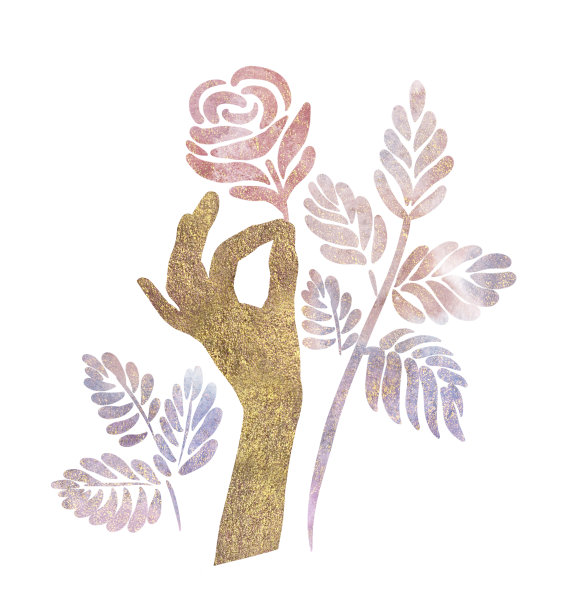 手里拿着一朵玫瑰。股票插图图片下载